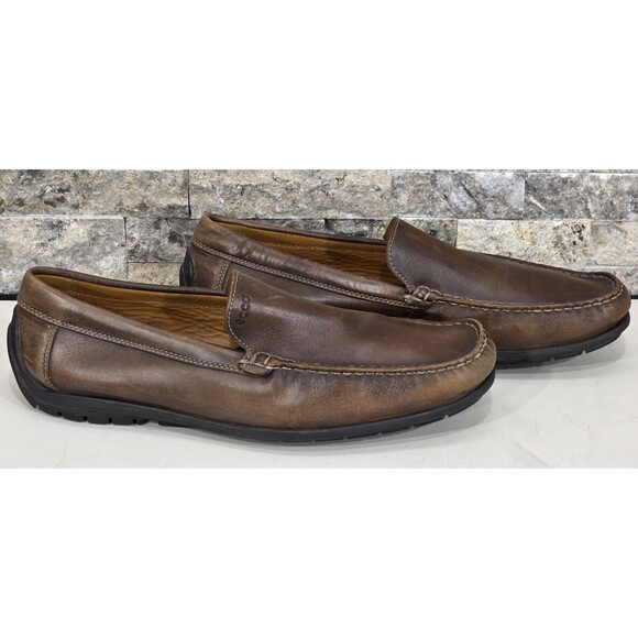 Ecco 590 Leather Driving Moc Slip On Loafers Brown Comfort Shoe Men\'s 47 | US 14 main image 8